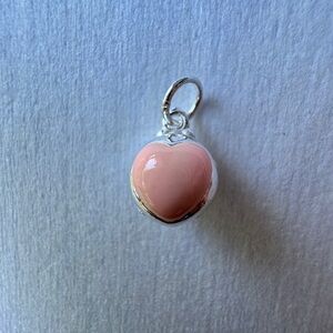 Sterling Silver Ball Enameled Heart W/Chinese Character Blessing Happiness Charm